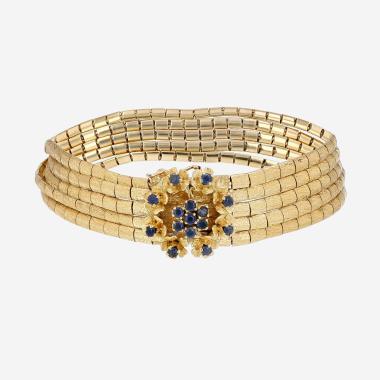 Vintage 1950's bracelet in yellow gold and sapphires