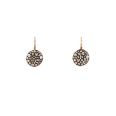 Paire de boucles d'oreilles Pomellato Sabbia en or rose, or noirci et diamants cognac