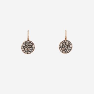 Paire de boucles d'oreilles Pomellato Sabbia en or rose, or noirci et diamants cognac