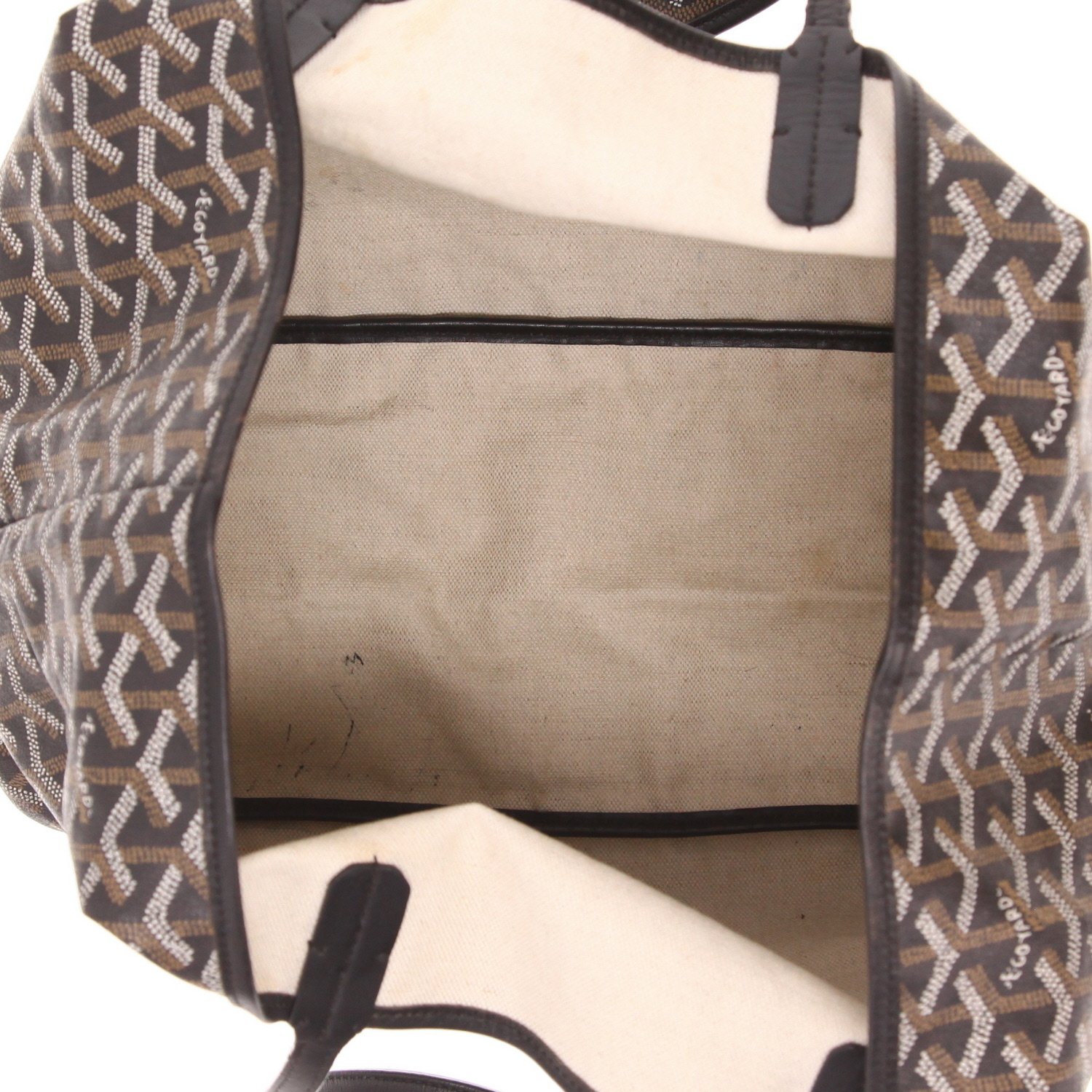 Sac cabas Goyard  Saint-Louis en toile Goyardine noire et cuir noir - Detail D3