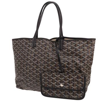 Sac cabas Goyard  Saint-Louis en toile Goyardine noire et cuir noir