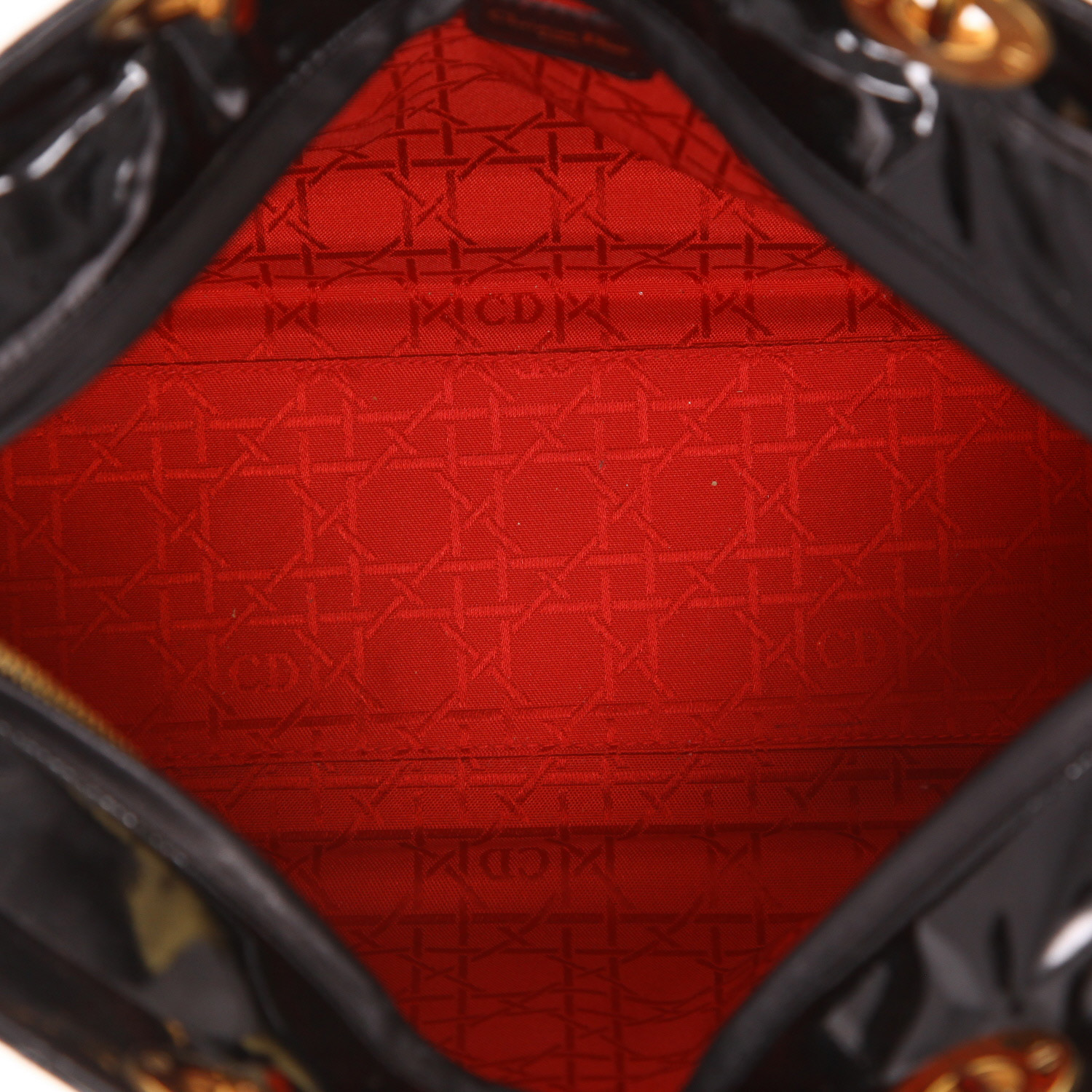 Bolso Dior Lady Dior de charol negro - Detail D3