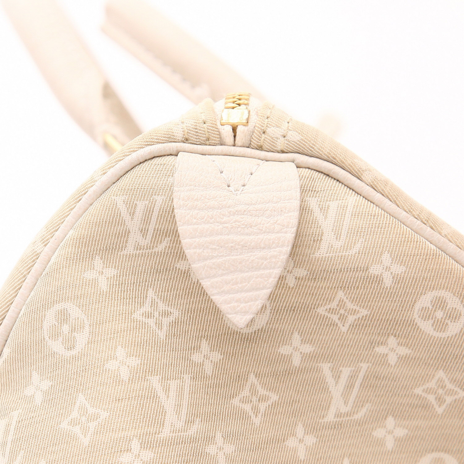 Bolso Louis Vuitton Speedy 30 de lona Monogram Idylle beige y piel beige - Detail D2