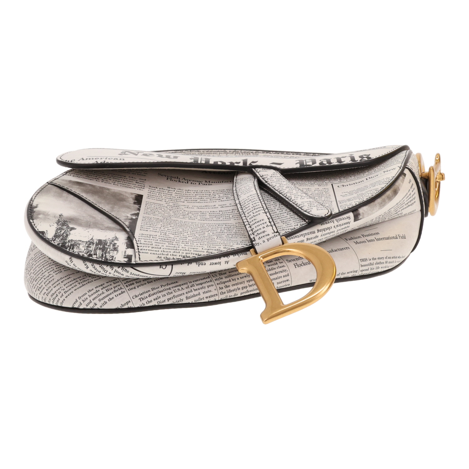 Borsa Dior Saddle in pelle bianca e nera - Detail D1