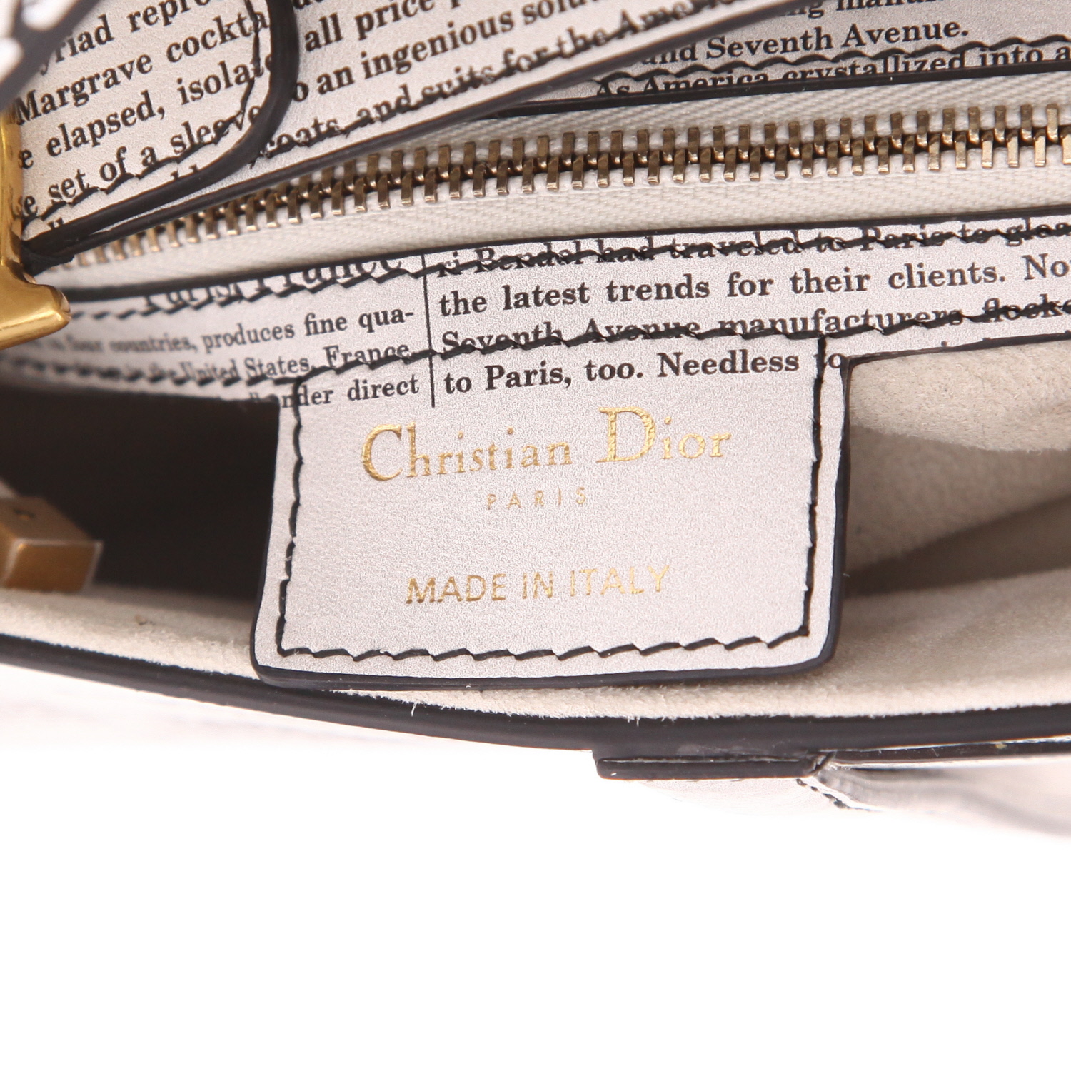 Bolso Dior Saddle de piel blanca y negra - Detail D2