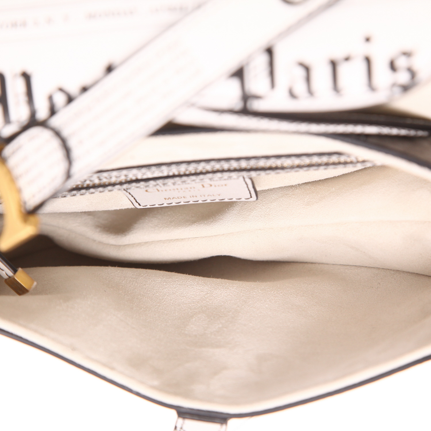 Bolso Dior Saddle de piel blanca y negra - Detail D3