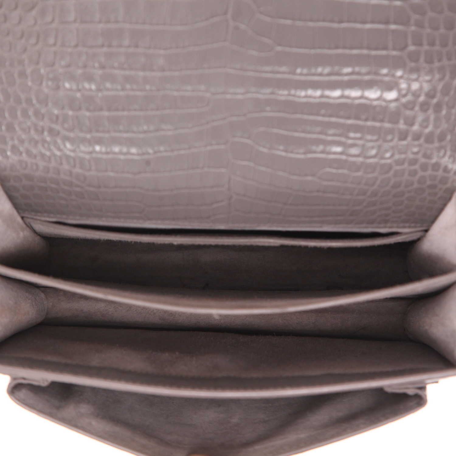 Borsa a tracolla Saint Laurent Sunset in pelle grigia - Detail D3