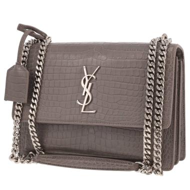 Sac bandoulière Saint Laurent  Sunset en cuir gris