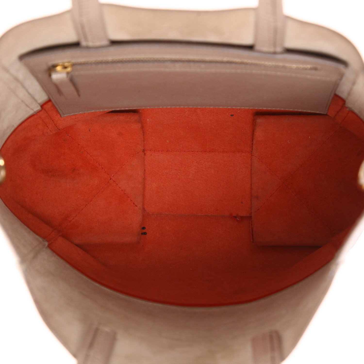 Borsa Celine Vertical in pelle martellata beige e rossa - Detail D3