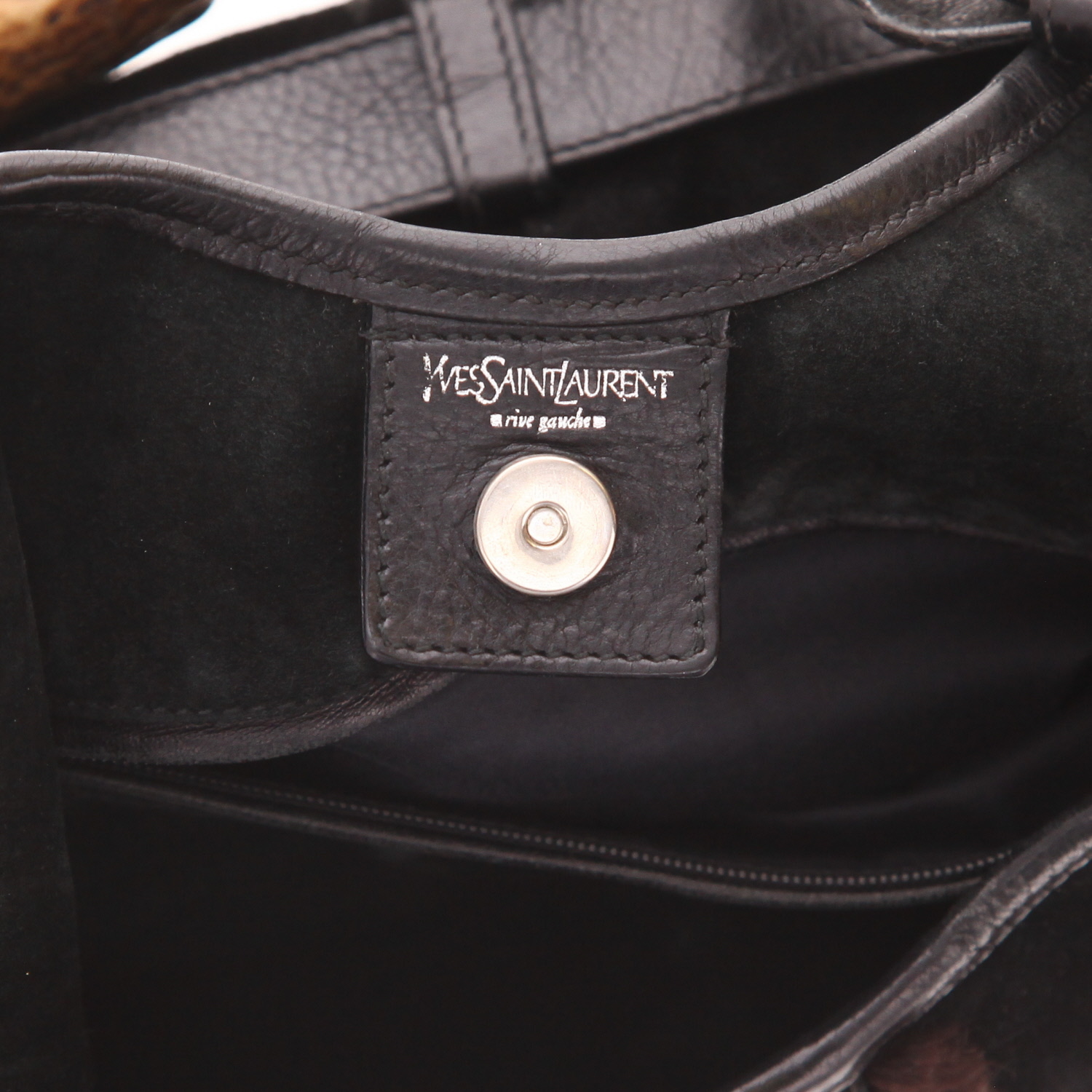 Borsa Saint Laurent  Mombasa in pelle di vitello scamosciata nera - Detail D2