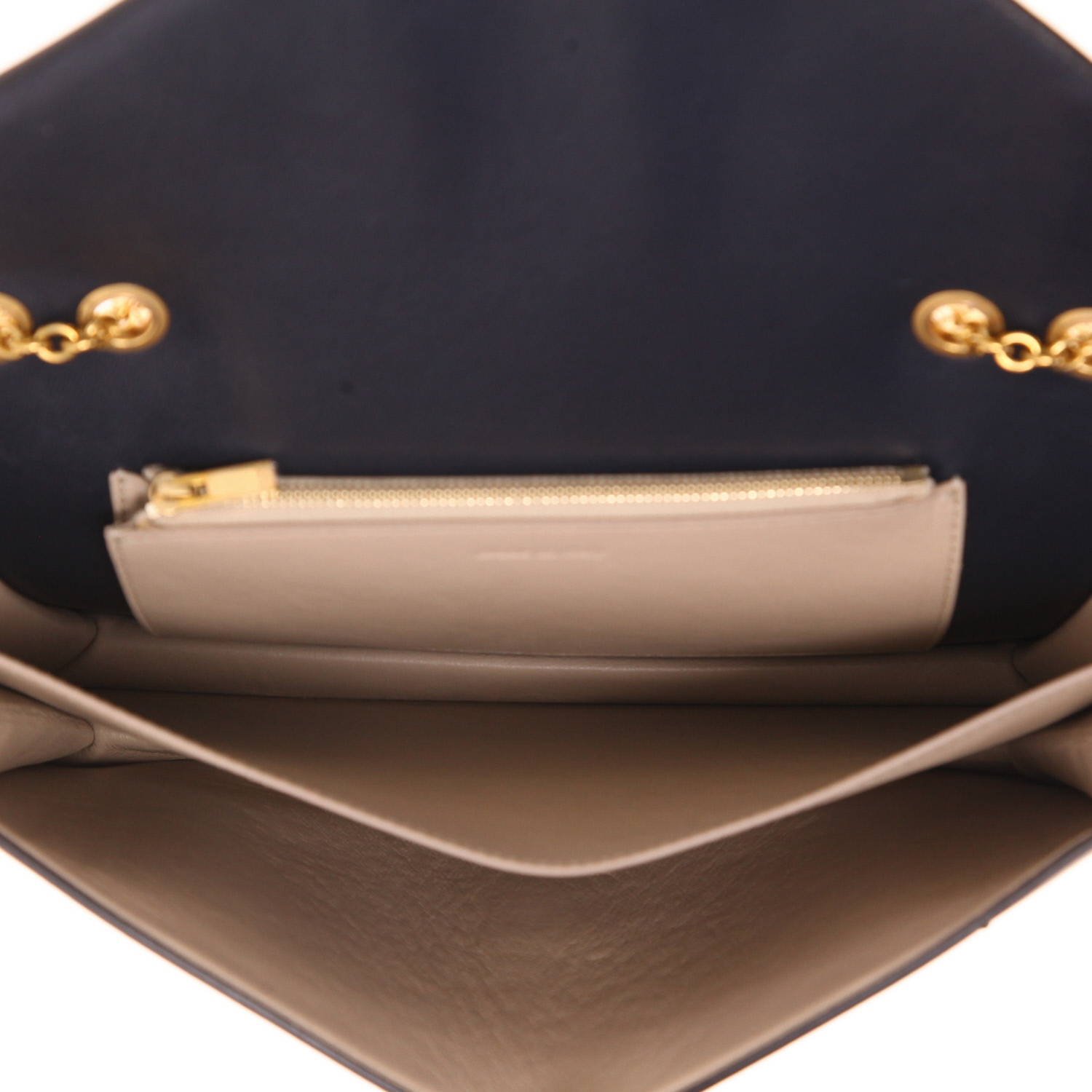 Bolso bandolera Celine «Pocket» de piel beige y roja y de ante Bleu Marine - Detail D3