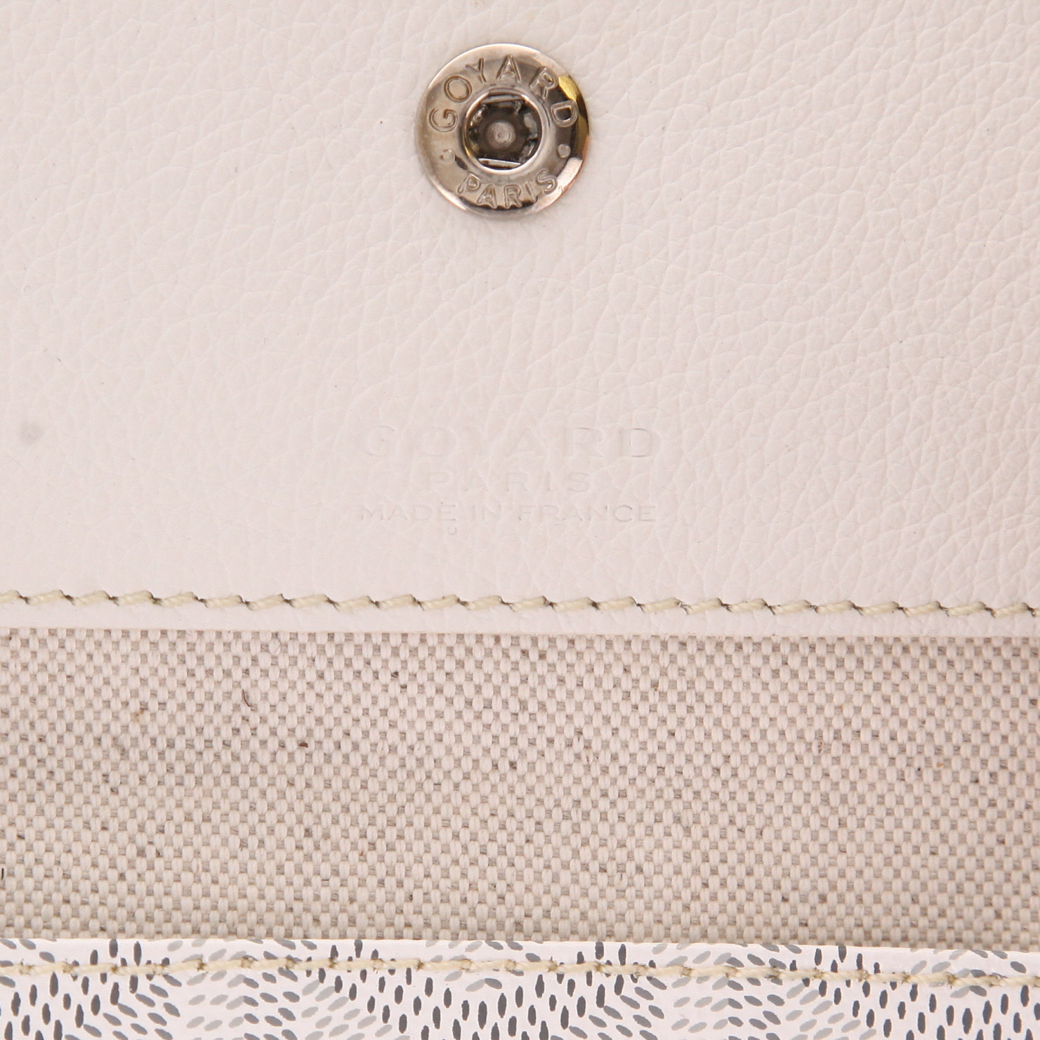 Bolso de mano Goyard «Saint-Louis» de lona Goyardine blanca y piel blanca - Detail D2