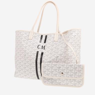 Sac cabas Goyard  Saint-Louis en toile Goyardine blanche et cuir blanc
