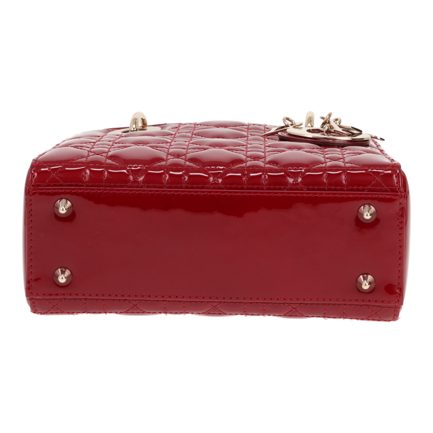 Dior Lady Dior handbag in red patent leather - Detail D1