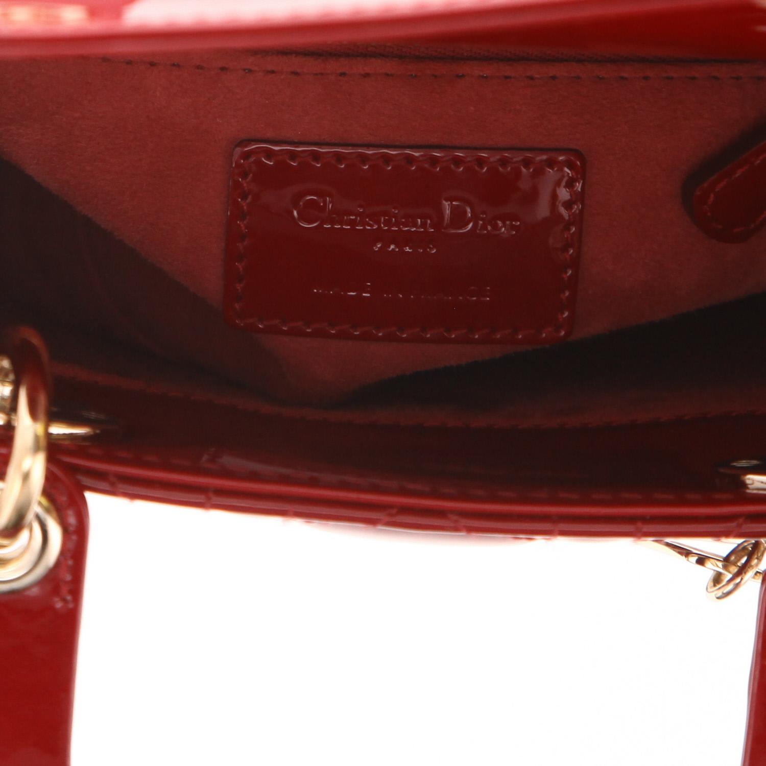 Borsa Dior Lady Dior in pelle verniciata rossa - Detail D2