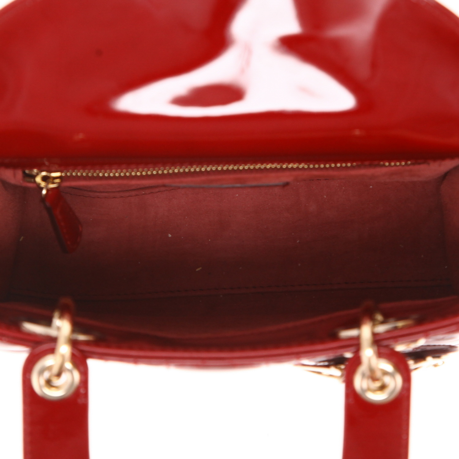 Dior Lady Dior handbag in red patent leather - Detail D3