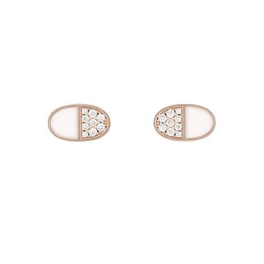 A pair of Hermès Chaîne d’Ancre Verso earrings in rose gold, ceramic and diamonds