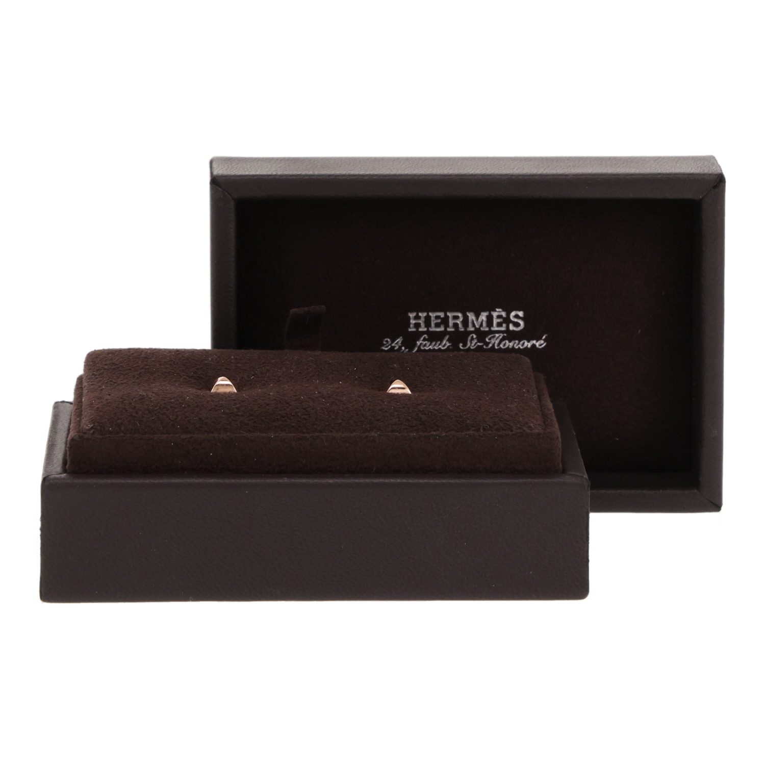 Par de pendientes Hermès Clou d'H en oro rosa - Detail D2