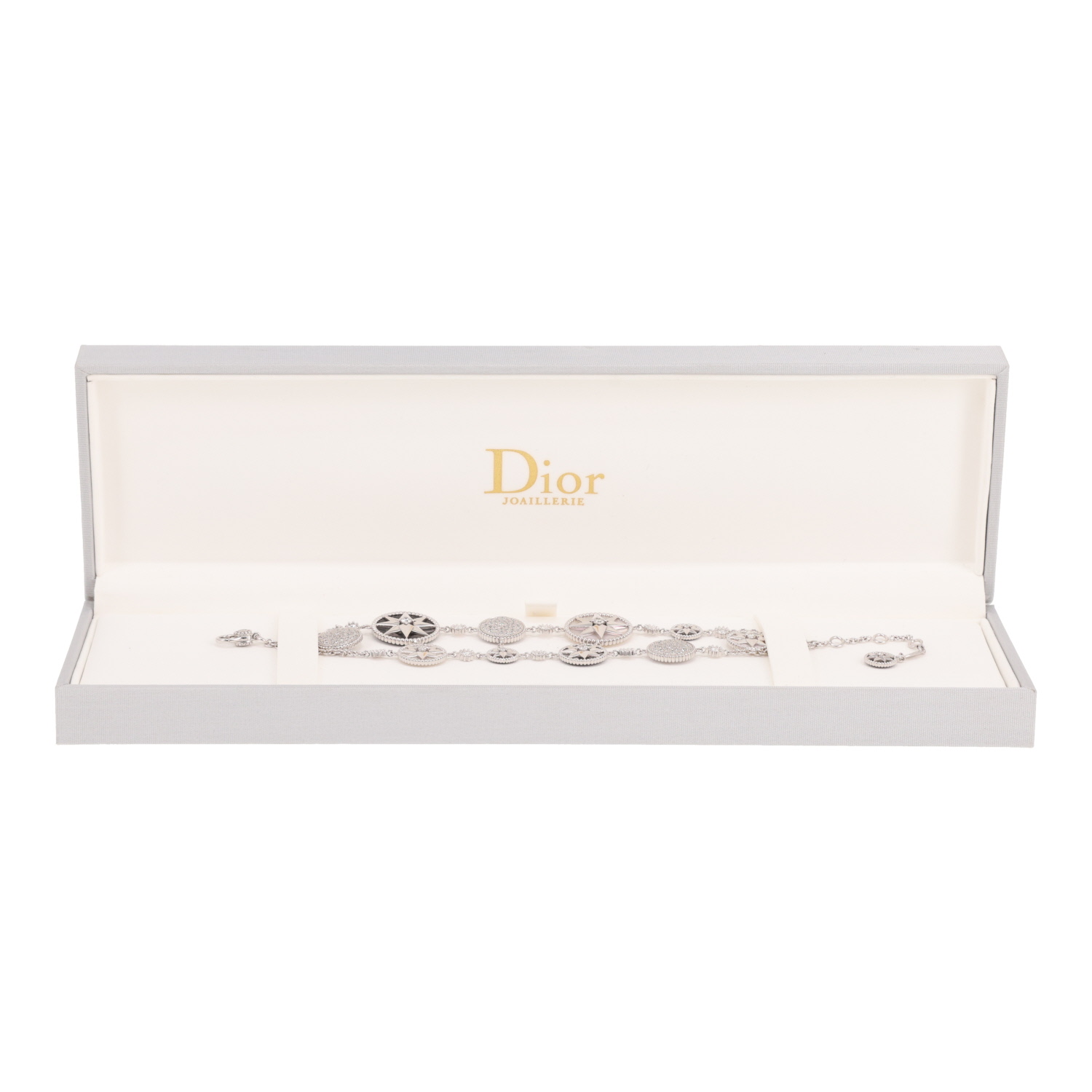 Bracciale Dior Rose des vents in oro bianco, madreperla, onice e diamanti