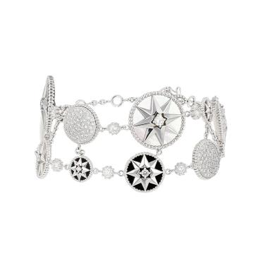 Bracelet Dior Rose des vents en or blanc, nacre, onyx et diamants