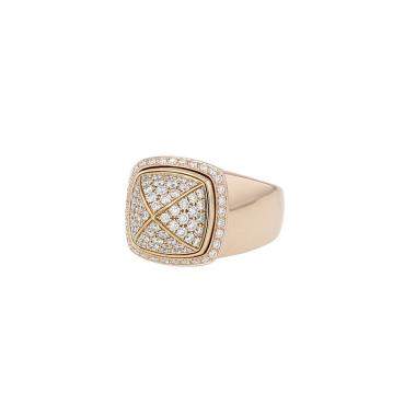 Bague Fred Pain de Sucre moyen modèle en or rose, or jaune et diamants