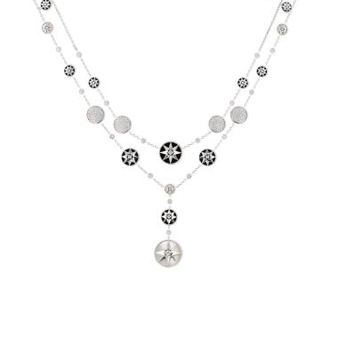 Collana Dior Rose des vents in oro bianco, onice e diamanti