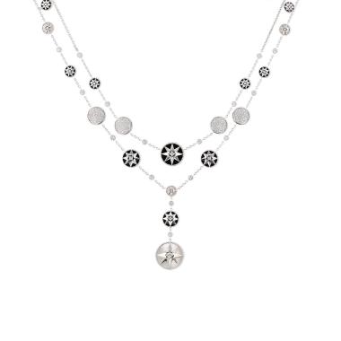 Collana Dior Rose des vents in oro bianco, onice, madreperla e diamanti