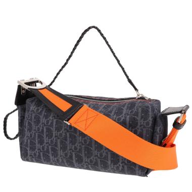 Borsa Dior Flight in tela Monogram Oblique blu, da spalla o a mano