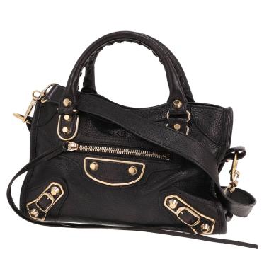 Borsa a tracolla Balenciaga City, modello piccolo, in pelle nera