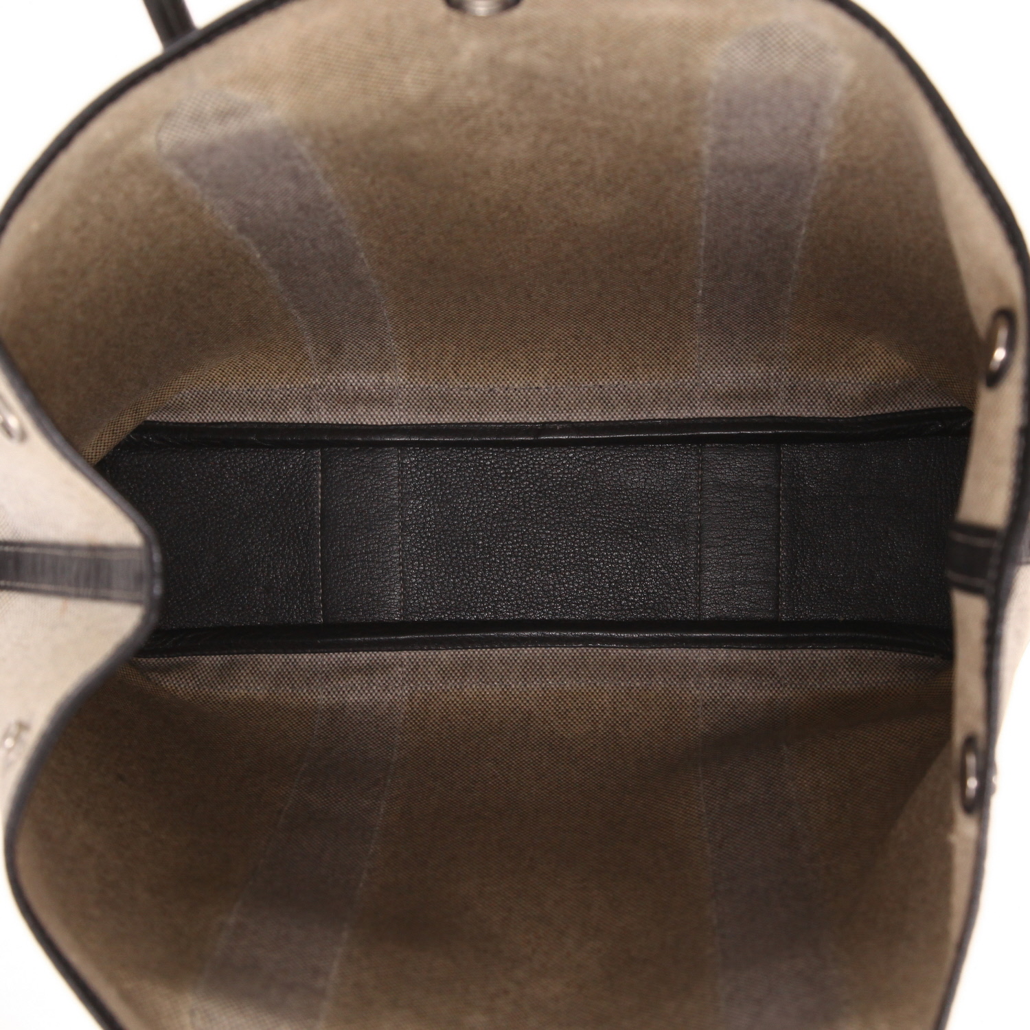 Hermès ‘Garden’ tote bag in beige canvas and black leather - Detail D3