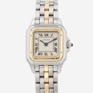 Montre Cartier Panthère petit modèle  en or et acier Ref: Cartier - 6692  Vers 1990