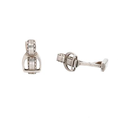 Par de gemelos rígidos «Etrier» de Hermès, de plata