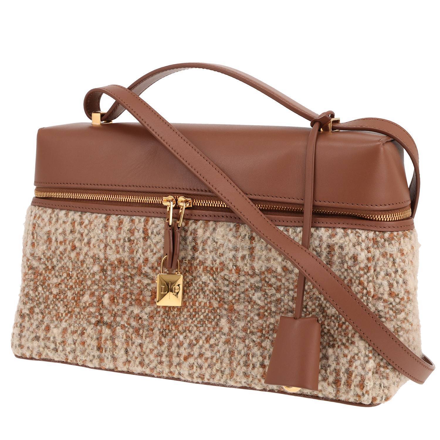 Sac à main Loro Piana L 27 en lainage et cuir marron Sac à main Loro Piana L 27 en lainage et cuir marron