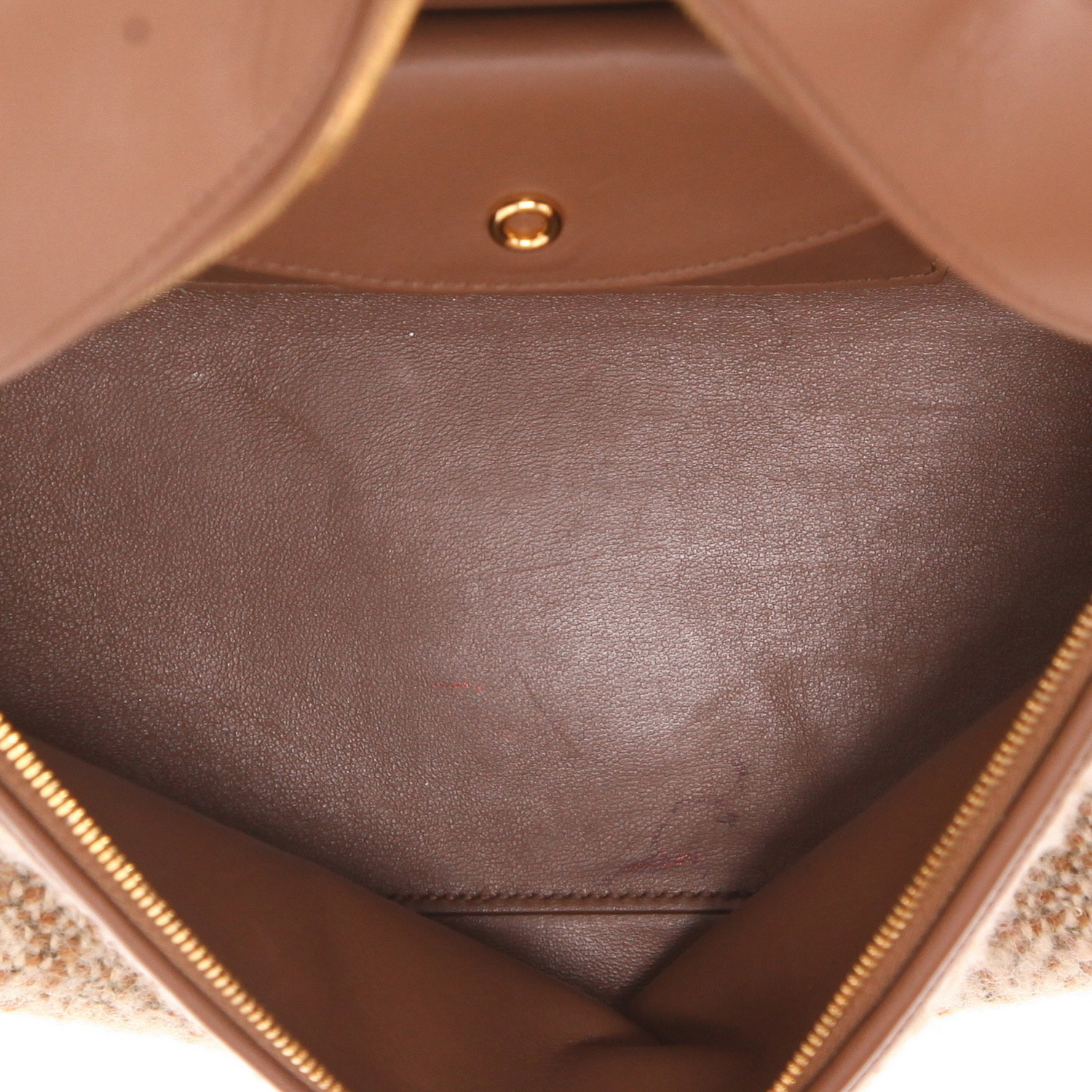 Borsa Loro Piana L 27 in lana e pelle marrone - Detail D3
