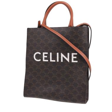 Celine Vertical handbag in brown Triomphe canvas and brown leather
