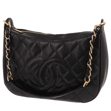 Chanel handbag in black quilted grained leather