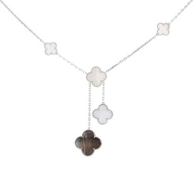Collier Van Cleef & Arpels Magic Alhambra en or blanc, nacre et calcédoine
