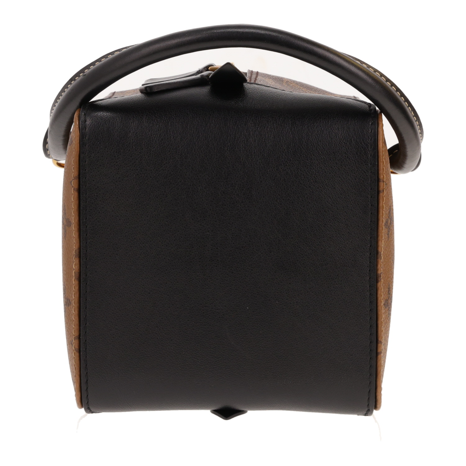Louis Vuitton Square Bag handbag in brown Monogram canvas and black leather - Detail D1