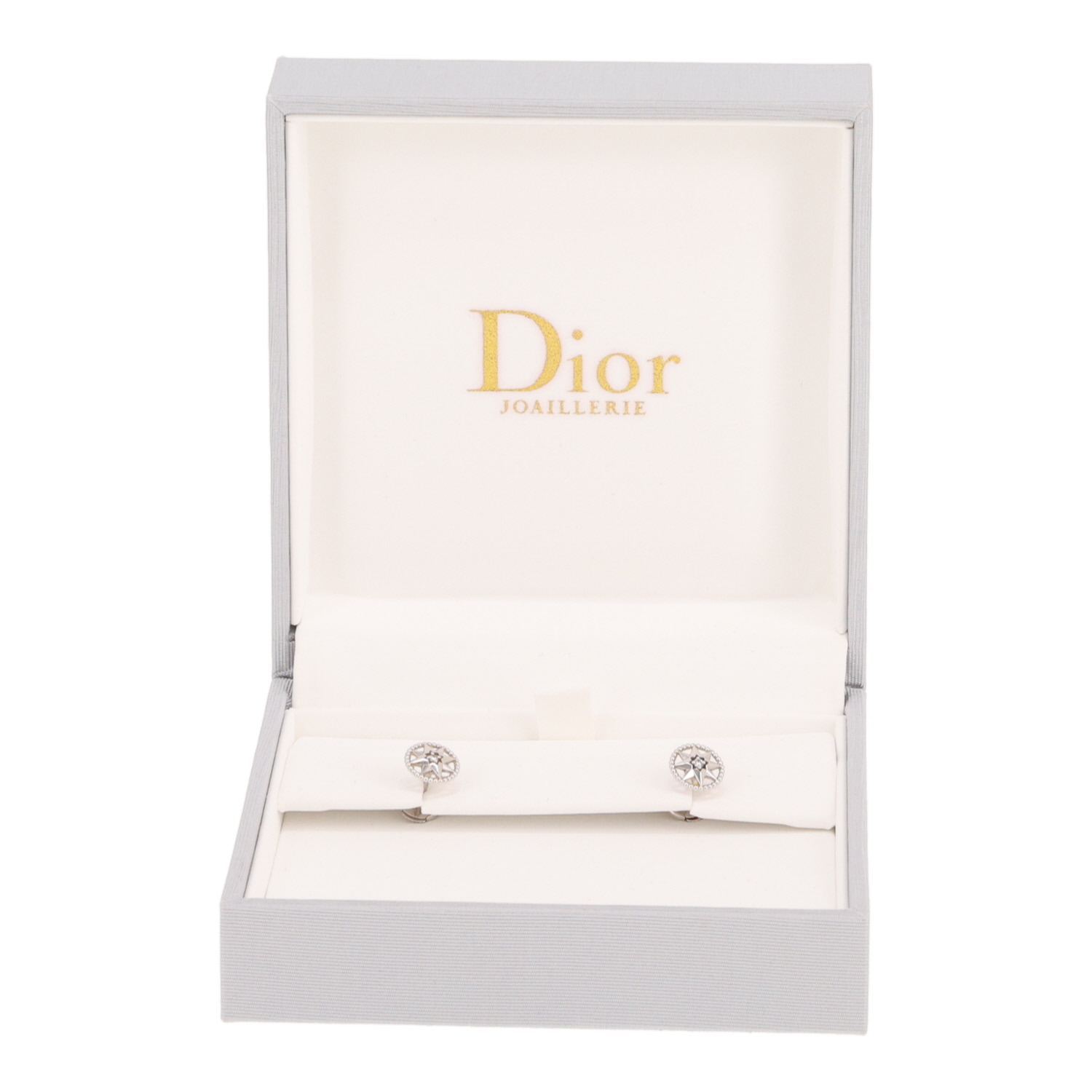 Paire de puces d'oreilles Dior Rose des vents petit modèle en or blanc et diamants - Detail D2