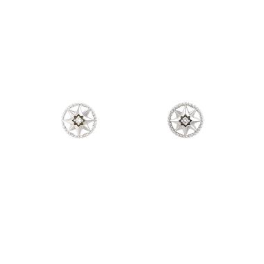 Paire de puces d'oreilles Dior Rose des vents petit modèle en or blanc et diamants