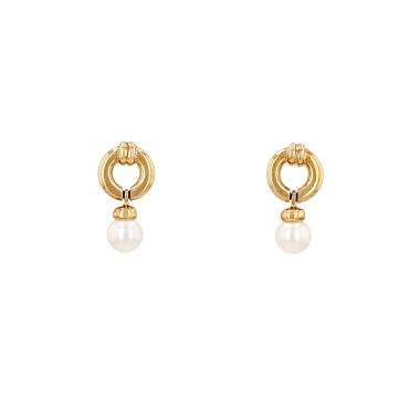 Par de pendientes de Tiffany & Co. en oro amarillo y perlas de cultivo