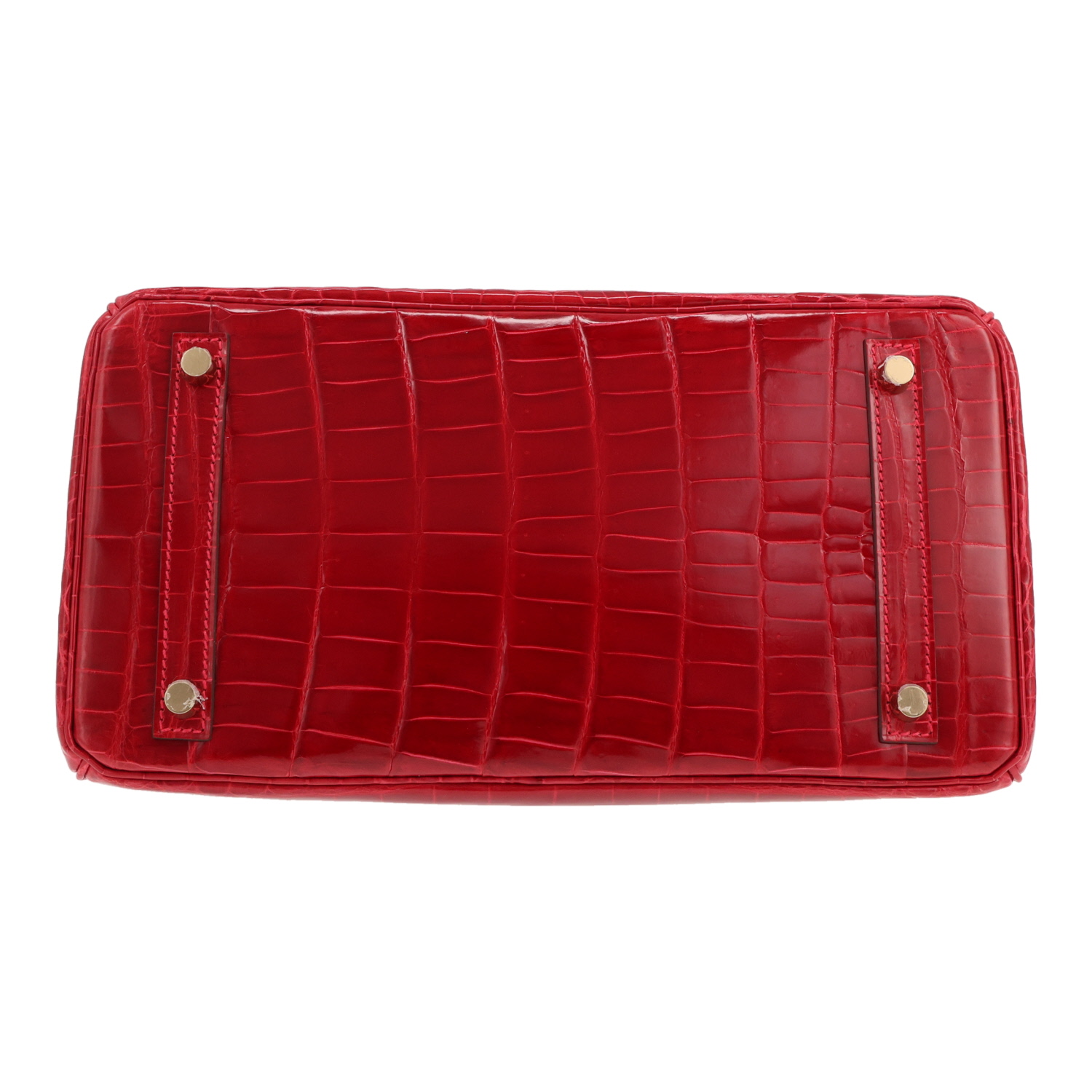 Borsa Hermès  Birkin 30 cm in coccodrillo niloticus rosso Vif - Detail D1