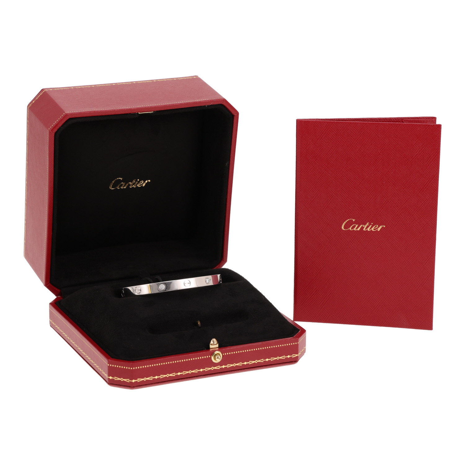 Cartier Love bracelet with 4 diamonds, in white gold and diamonds, size 17