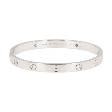 Pulsera Cartier Love con 4 diamantes, de oro blanco y diamantes