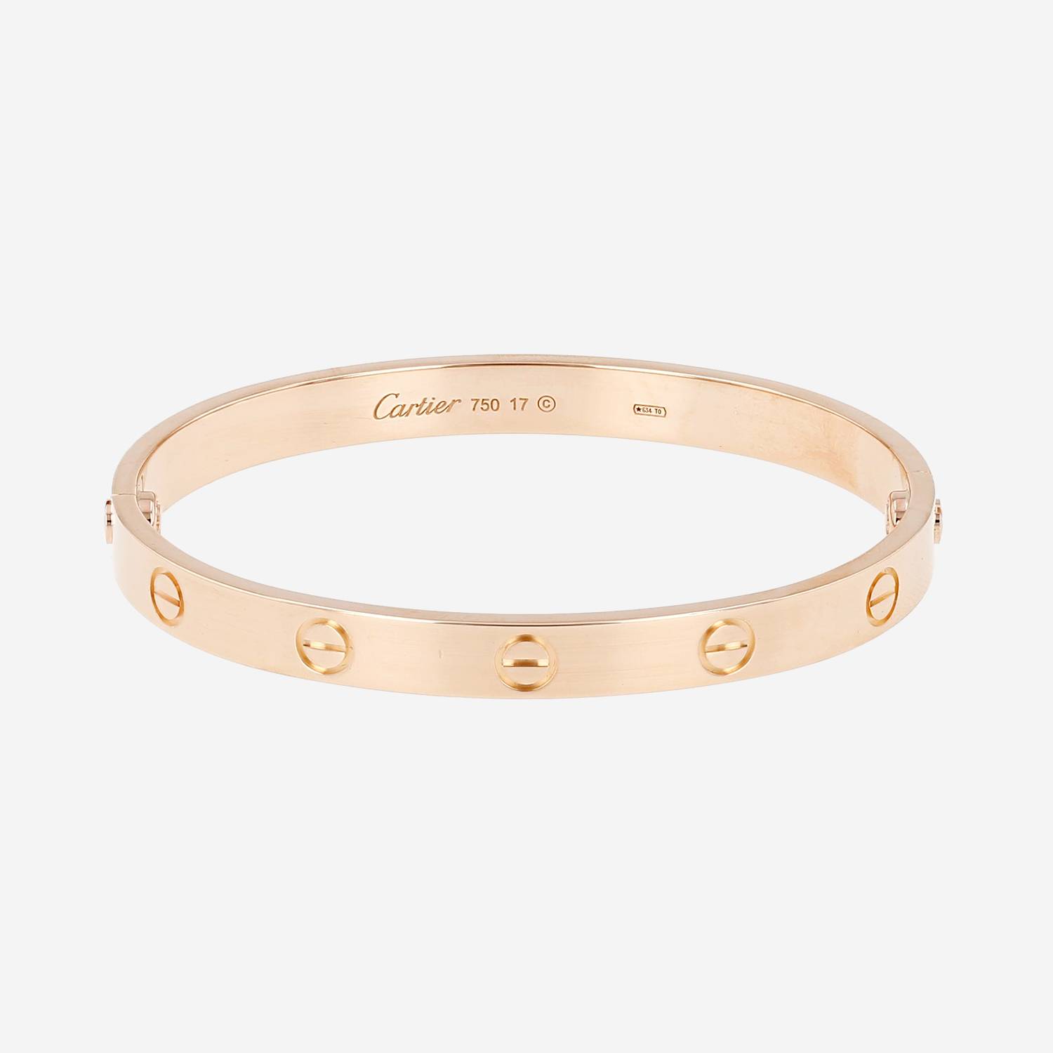 Pulsera tipo brazalete Cartier Love modelo clásico de oro rosa