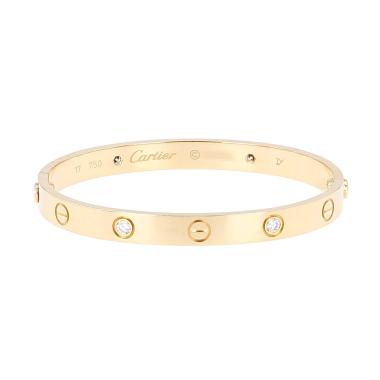 Pulsera Cartier Love con 4 diamantes, de oro amarillo y diamantes