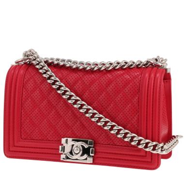 Borsa a tracolla Chanel Boy in pelle trapuntata rossa