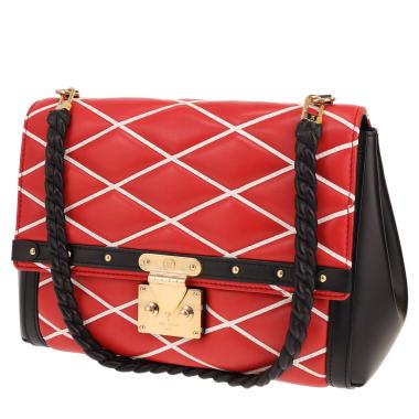 Bolso de mano Louis Vuitton «Malletage» de piel acolchada en rojo, Noir y Blanc