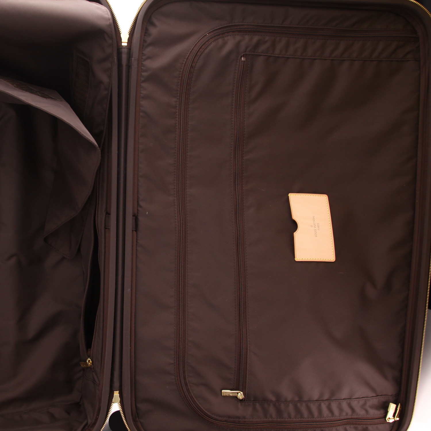 Valise Louis Vuitton  Zephyr en toile monogram marron et cuir naturel - Detail D4