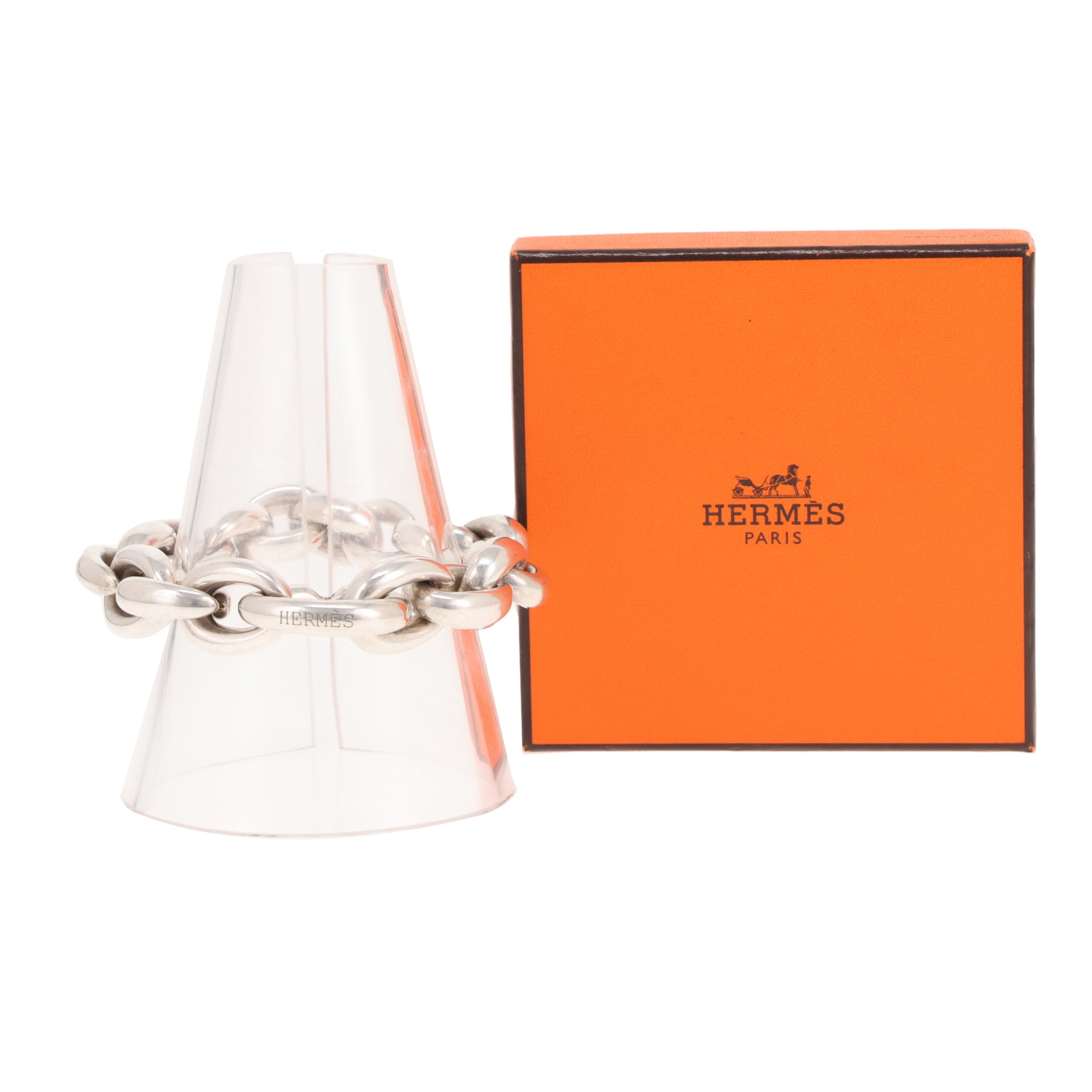 Pulsera Hermès Acrobate, modelo grande, en plata